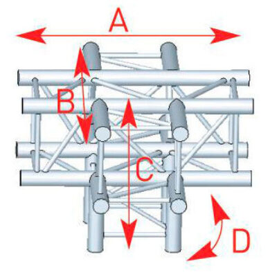 ASD ASC 3051 Angle 5 départs pied 90 degrés pied 0,71m x 0,71m x 0,50m