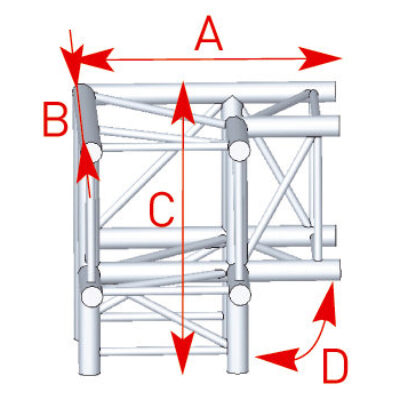 ASD ASC 4031 Angle 3 départs 90 degrés pied 0,60m x 0,60m x 0,60m