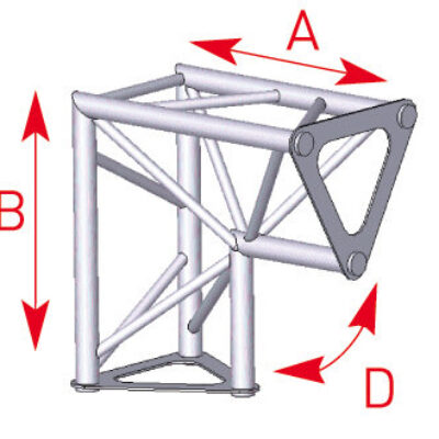 ASD ASD 1523 Angle structure triangulaire 2 départs 90 degrés vertical 0,25m x 0,25m