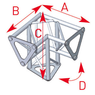 ASD ASD 153 Angle structure triangulaire 3 départs 90 degrés pied 0,25m x 0,25m x 0,25m