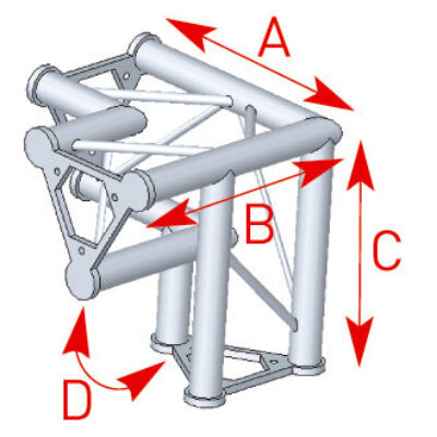 ASD ASD 32 Angle structure triangulaire vertical 3 départs pied gauche 90 degrés 0,40m x 0,40m x 0,40m