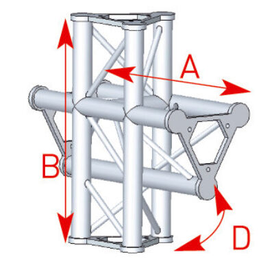 ASD ASD 44 Angle structure triangulaire 4 départs 90 degrés pied 0,55m x 0,575m