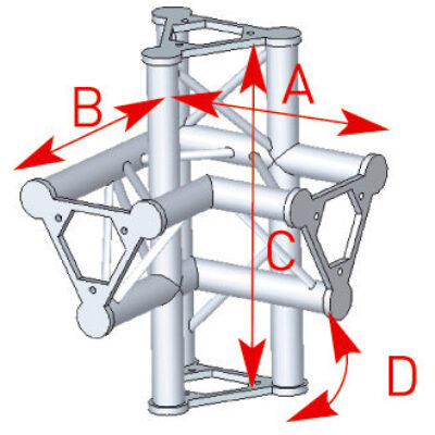 ASD ASD 45 Angle structure triangulaire 4 départs 90 degrés pied 0,40m x 0,40m x 0,575m