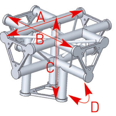 ASD ASD 51 Angle structure triangulaire 5 départs 90 degrés pied 0,40m x 0,55m x 0,55m