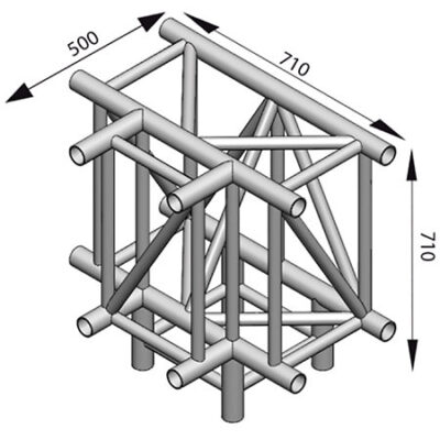 ASD ASR42 Angle 4 départs pied 90 degrés 0,71m x 0,71m x 0,50m