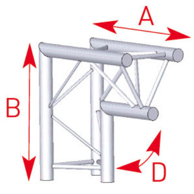 ASD ASX 23 Angle structure triangulaire 2 départs 90 degrés 0,50m x 0,50m