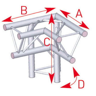 ASD ASX 31 FC Angle structure triangulaire 3 départs 90 degrés pied gauche 0,50m x 0,50m x 0,50m