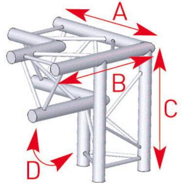 ASD ASX 32 FC Angle structure triangulaire 3 départs 90 degrés pied droit 0,50m x 0,50m x 0,50m