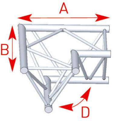 ASD ASX 4022 Angle structure triangulaire 2 départs horizontal 90 degrés 0,60m x 0,60m