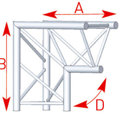 ASD ASX 4023 Angle structure triangulaire 2 départs pied 90 degrés 0,60m x 0,60m