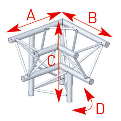 ASD ASX 4031 Angle structure triangulaire 3 départs 90 degrés pied gauche 0,60m x 0,60m