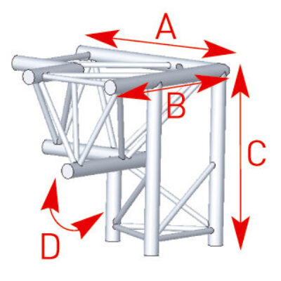 ASD ASX 4032 Angle structure triangulaire 3 départs 90 degrés pied droit 0,60m x 0,60m x 0,60m