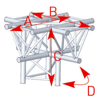 ASD ASX 4051 Angle structure triangulaire 5 départs croix à plat 90 degrés 0,81m x 0,81m x 0,60m