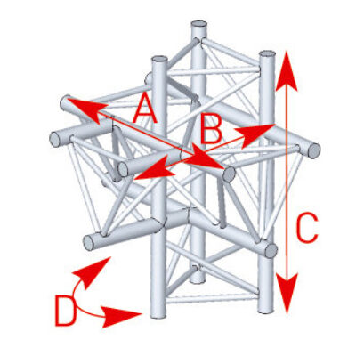 ASD ASX 4052 Angle structure triangulaire 5 départs pied 90 degrés 0,81m x 0,86m x 0,60m