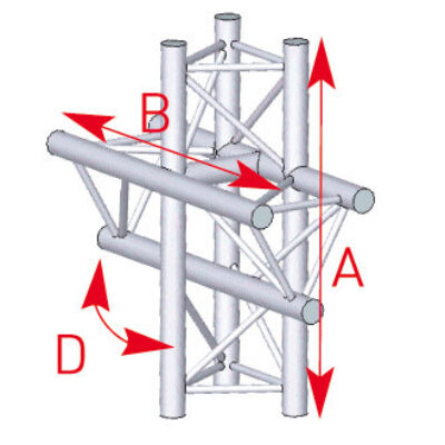 ASD ASX 44 Angle structure triangulaire 4 départs 90 degrés pied 0,742m x 0,50m x 0,50m