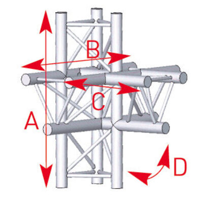 ASD ASX 52 Angle structure triangulaire 5 départs 90 degrés pied 0,742m x 0,50m x 0,71m