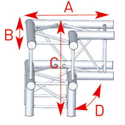 ASD ASZ 31 Angle structure carrée 3 départs 90 degrés pied 0,50m x 0,50m x 0,50m