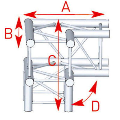 ASD ASZ 31 FC Angle structure carrée 3 départs 90 degrés pied 0,50m x 0,50m x 0,50m