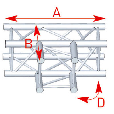 ASD ASZ 33 Angle structure carrée 3 départs 90 degrés à plat 0,71m x 0,50m