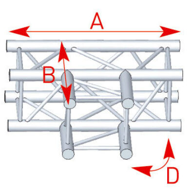 ASD ASZ 33 FC Angle structure carrée 3 départs 90 degrés horizontal 0,71m x 0,50m