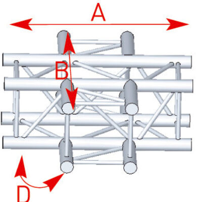 ASD ASZ 41 Angle structure carrée 4 départs 90 degrés à plat 0,71m x 0,71m