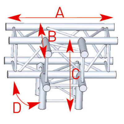 ASD ASZ 42 FC Angle structure carrée 4 départs 90 degrés horizontal/pied 0,71m x 0,50m x 0,50m