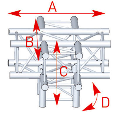 ASD ASZ 51 Angle structure carrée 5 départs 90 degrés pied 0,50m x 0,71m x 0,71m