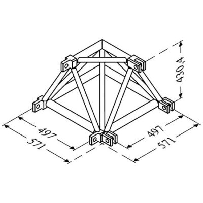 ASD C2DH Angle structure triangulaire 2 départs aluminium