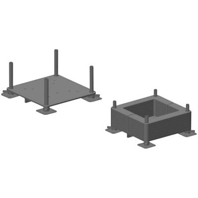ASD EML 6060 Embase noire avec 4 vérins M38 600 x 600 x 30 mm