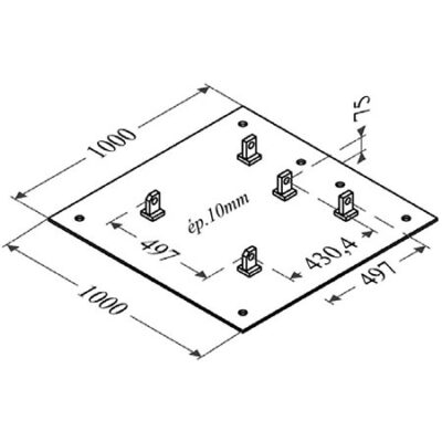 ASD T500FEP100 Embase plate 1m x 1m pour structures ST 500 et SC 500