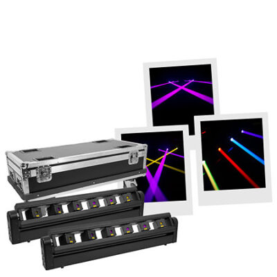 Evolite Pack LASER Bar 6X400 RGB (la paire) + Flight case