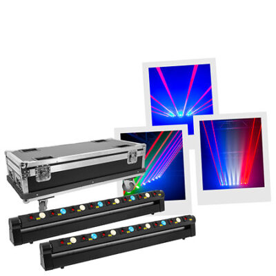 Evolite Pack LASER Bar 8X500 Red (la paire) + Flight case