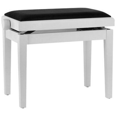 Gewa Banquette piano Deluxe blanc mat assise noir