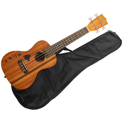 Kala KA-15 Concert Mahogany motif Hawaiian island et tattoo + housse