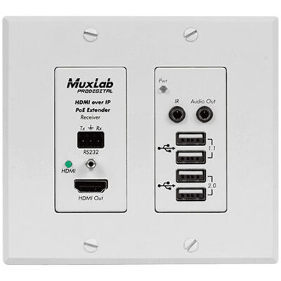 MuxLab 500777 RX – Récepteur mural HDMI/USB 4K sur IP