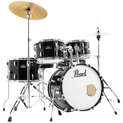 Pearl Roadshow Jazz 18″ 5 fûts Jet Black + Tabouret + 2 cymbales Sabian RSS585CC-31