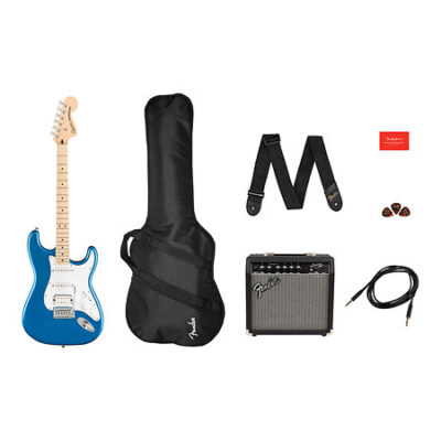 Squier by FENDER Affinity Stratocaster HSS Pack Maple Lake Placid Blue + Gig Bag + Ampli Frontman 15G