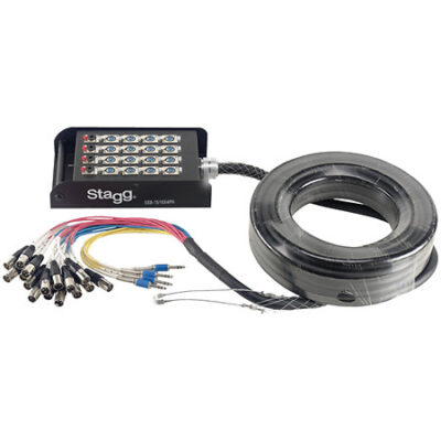Stagg SSB-15/16X4PH – Boîtier de scène 16 entrées XLR / 4 sorties Jack 6.35mm série S, avec câble multipaire 15m
